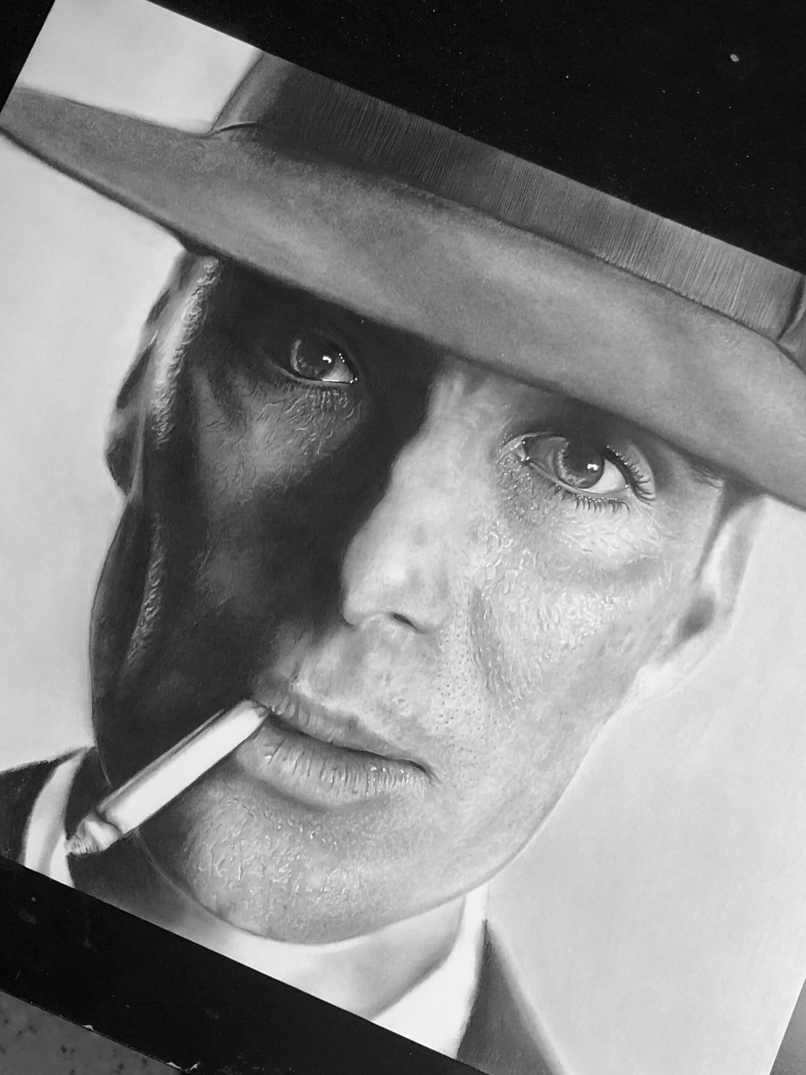 dibujo Openhaimer a lapiz