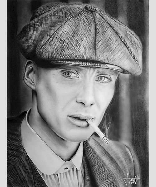 retrato a lapiz peaky blinders
